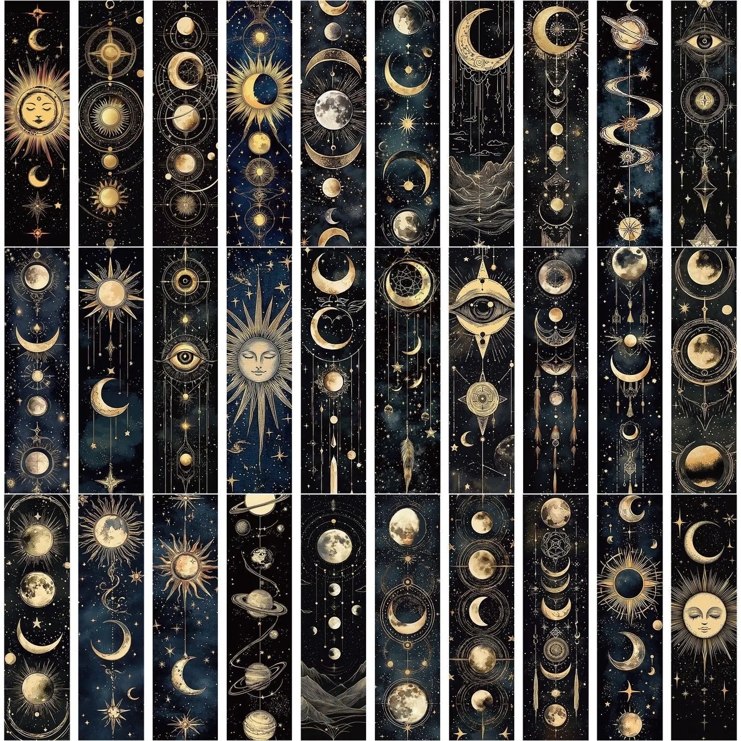 30Pcs Creative Mysterious Sun and Moon Bookmarks Advanced Student Supplies Book Pages Book Notes Reading Label Cards - élise & madelyn