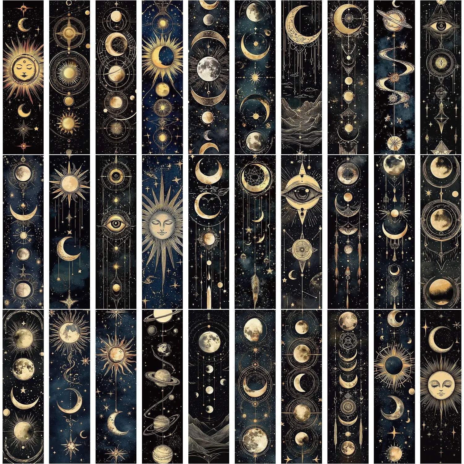30Pcs Creative Mysterious Sun and Moon Bookmarks Advanced Student Supplies Book Pages Book Notes Reading Label Cards - élise & madelyn