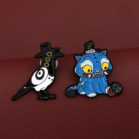 Bird and Tiger Enamel Pin Brooches For Women Men Kpop Lapel Badge on Backpack Costume Accessorie Fashion Jewelry Gift for Friend