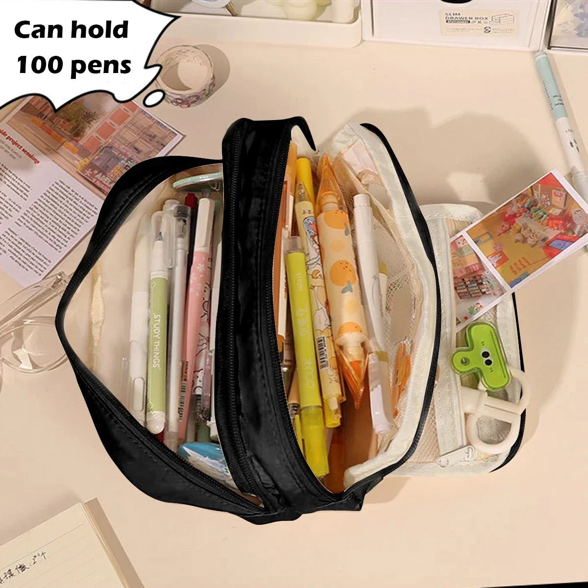 Cute Multi Layer Pencil Case Pouch, Large Capacity Pen Case Bag,Durable Stationery Storage Bag For Students, School&Office - élise & madelyn