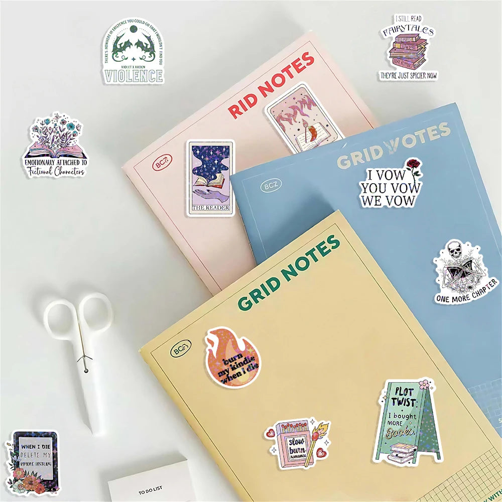 10/50/100/200pcs Smutty Dark Romance Bookish Stickers Romantic Reader Cartoon Decals Graffiti Stationery Phone PVC Sticker Pack - élise & madelyn