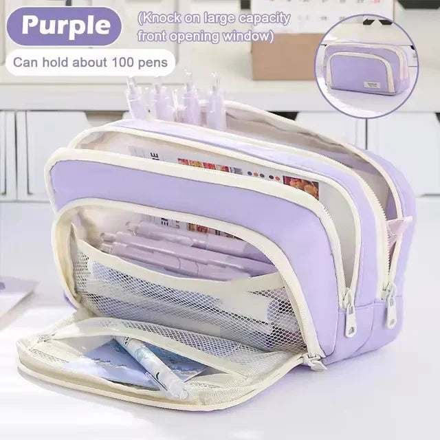 Cute Multi Layer Pencil Case Pouch, Large Capacity Pen Case Bag,Durable Stationery Storage Bag For Students, School&Office - élise & madelyn