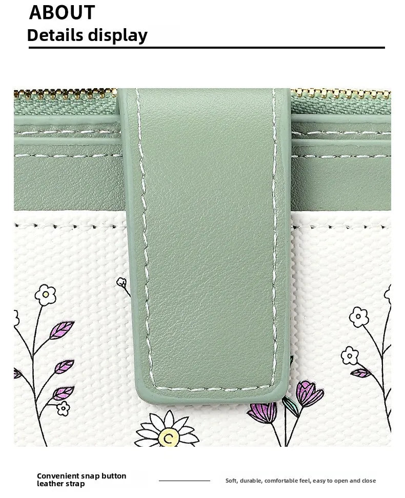 Fashionable Ladies PU Leather Wallet Integrated Short Style New Flower Pattern Breathable Ultra-light Wear-resistant Wallet