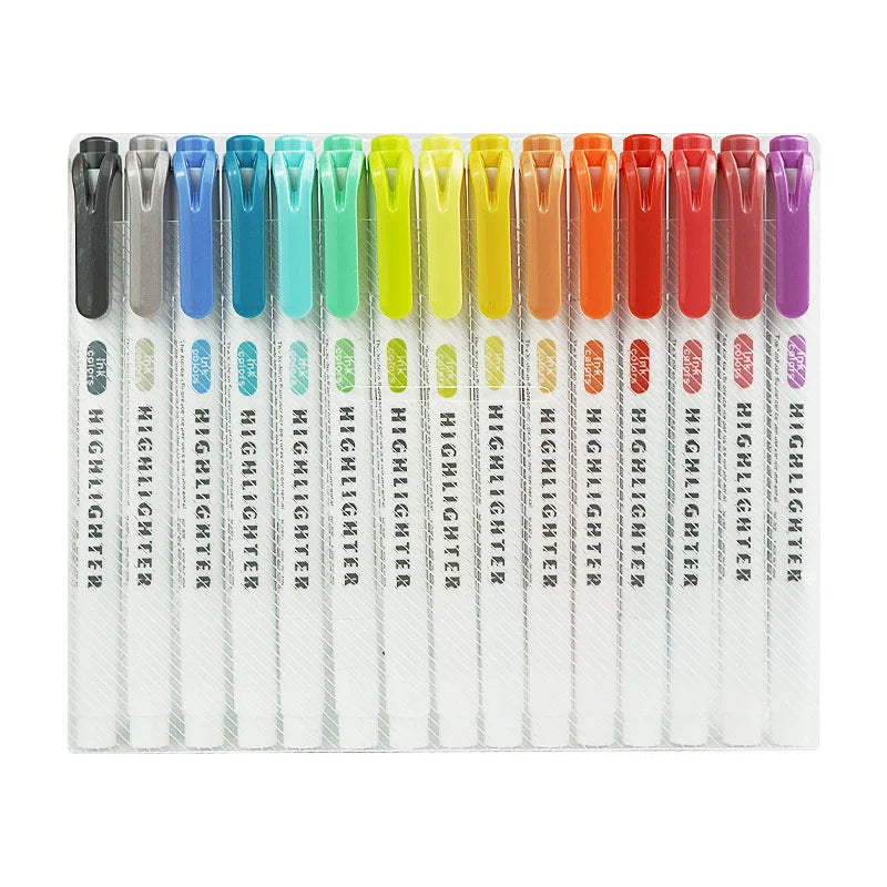 5/15PC Fluorescent Pen Set Student Marking Stroke Key Marking Pen High Beauty Color Handbook Pen Batch - élise & madelyn
