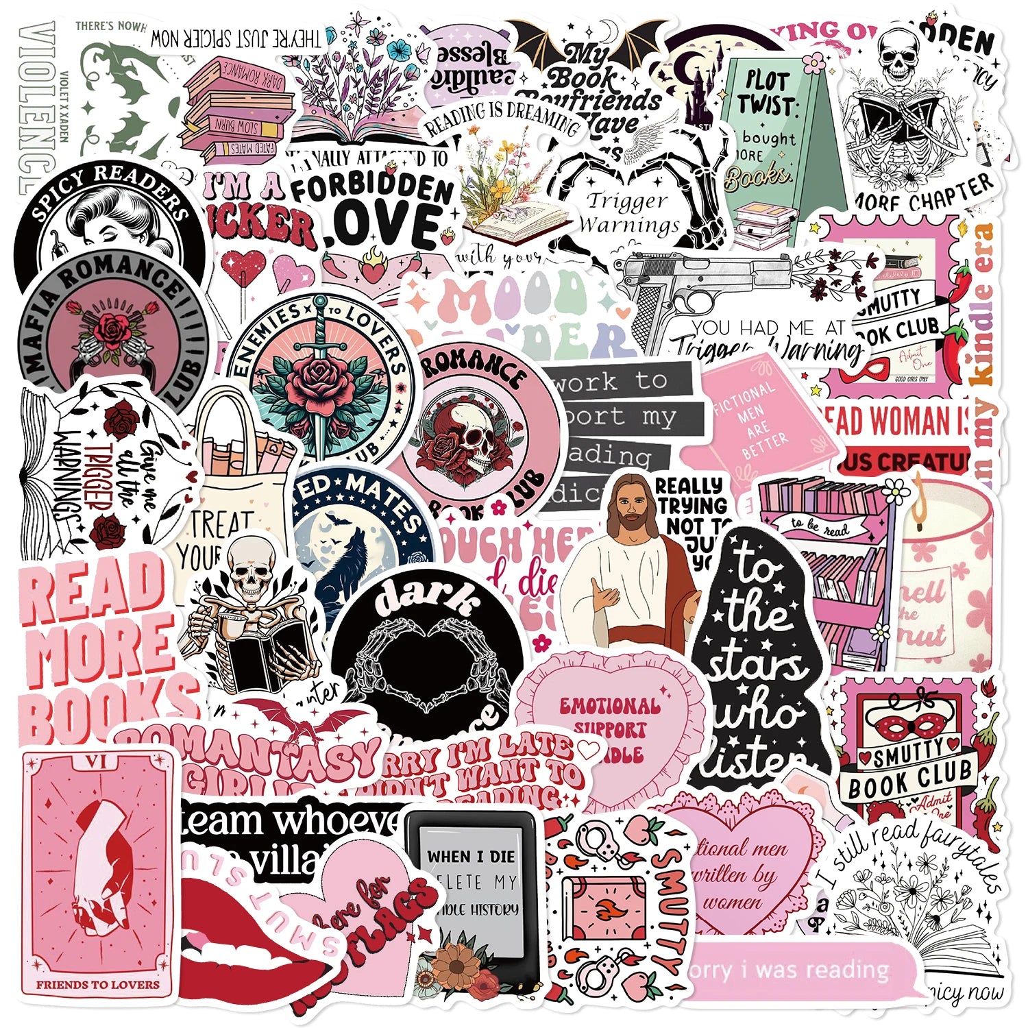 50pcs Smut Reading Books Graffiti Decorative Stickers Laptop Water Bottle Luggage Helmet Motorcycle Stickers - élise & madelyn