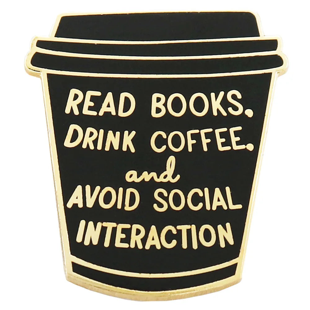 Read Books, Drink Coffee Enamel Pin – Bookish Coffee Lover Lapel Badge | Introvert Pin - élise & madelyn