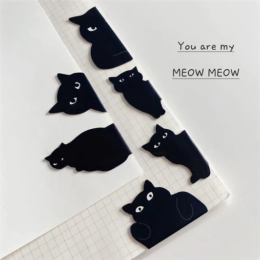 6pcs Black Cat Bookmark for Books Cute Cartoon Magnetic Page Clips Book Marker Unique Reading Gift A7405 - élise & madelyn