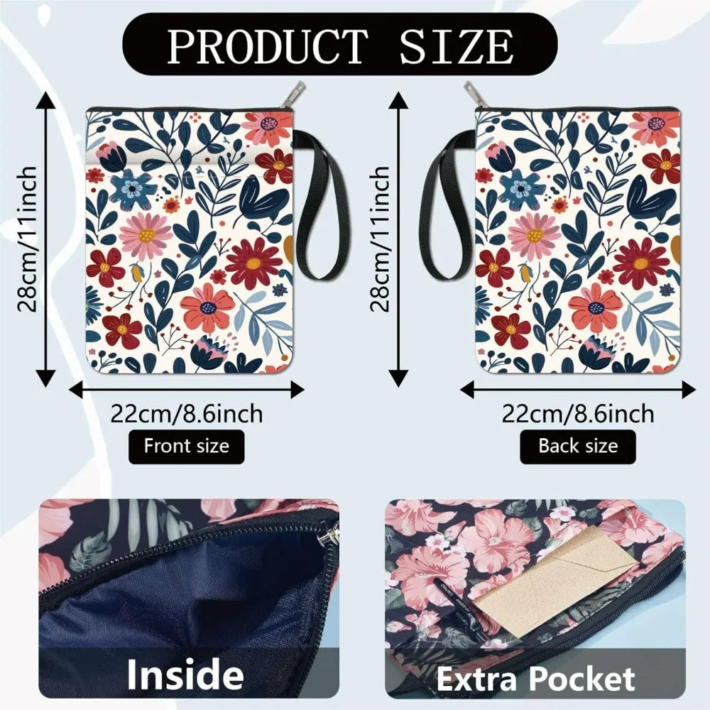 1pc Flower Book Sleeve Leaves Book Protector Plant Book Covers for Paperbacks Washable Fabric Cloth Book Cover with Zipper - élise & madelyn