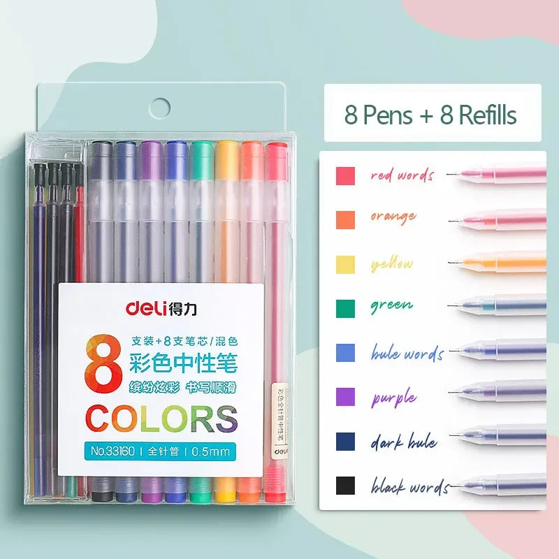 9/12 PCS Set Kawaii Color Gel Pen Set 0.5mm Ballpoint Pen for Diary School Stationery - élise & madelyn