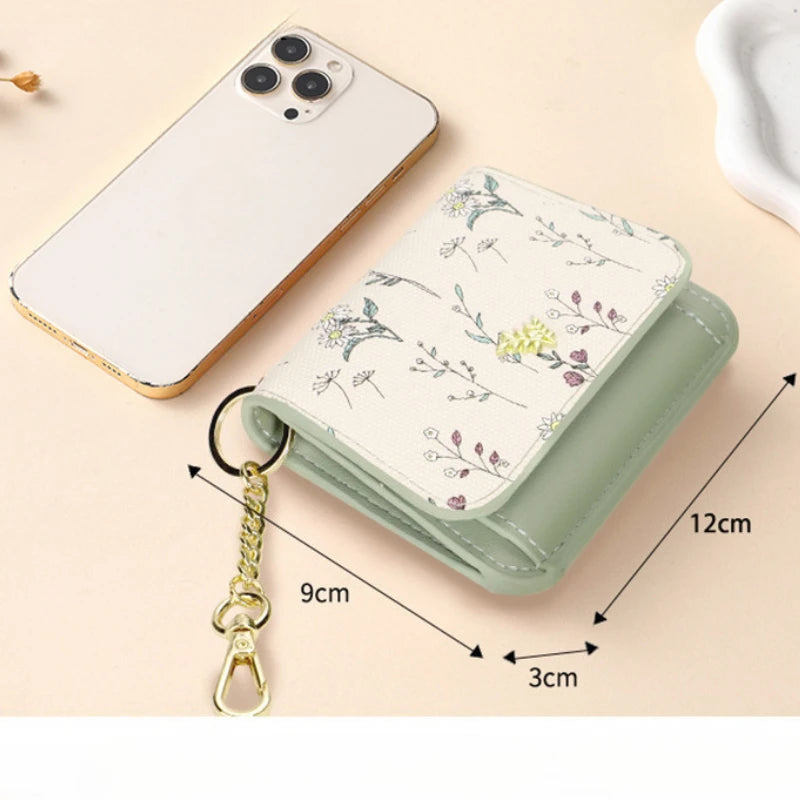 Card Bag Keychain Coin Purses Women's Compact Portable Change Bag Thin Design PU Leather Floral Print Coin Holders for Women - élise & madelyn