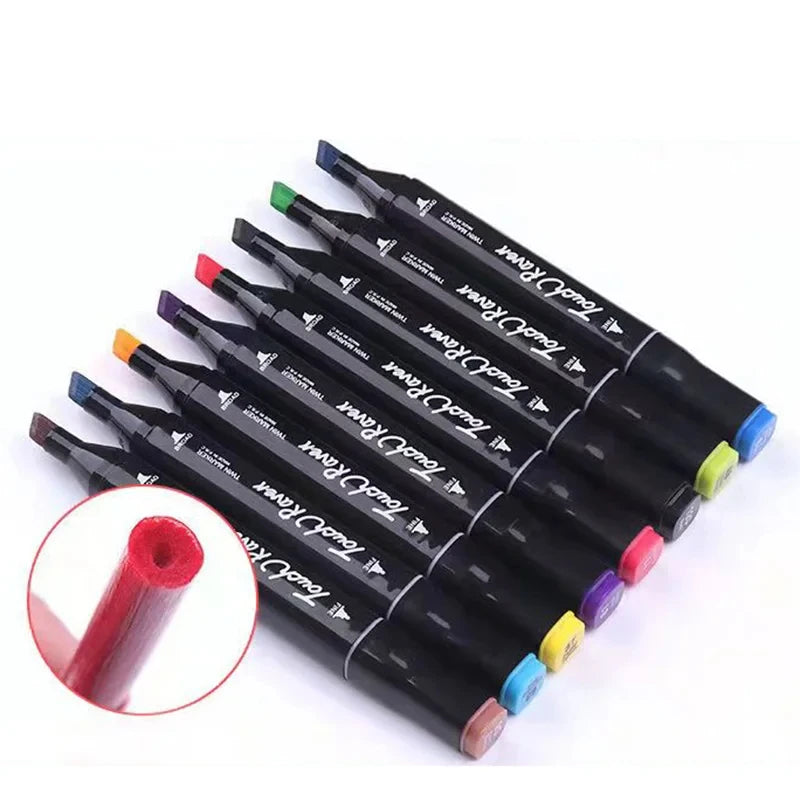 24-80 Colors Double Headed Oily Art Marker Pen Set for Draw Sketching Oily Tip Based Markers Graffiti Manga School Art Supplies - élise & madelyn