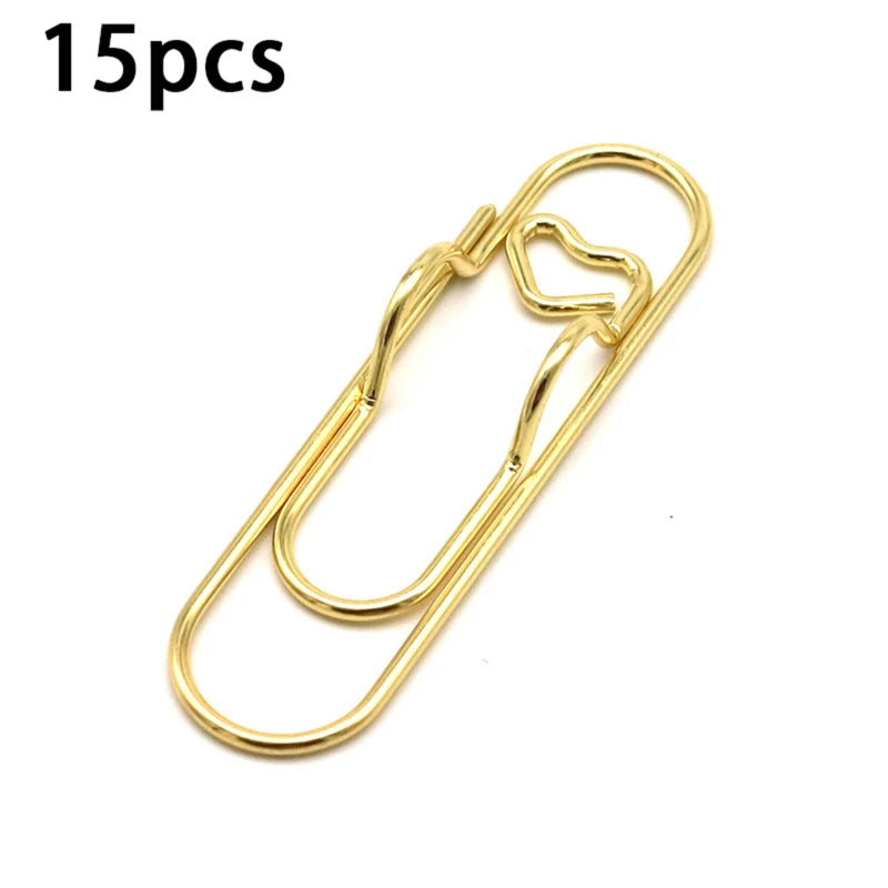 15pcs/set Love Model Paper Clip Metal Bookmark Photo Flipchart Memo Ticket Holder Office School Stationery Supplies - élise & madelyn