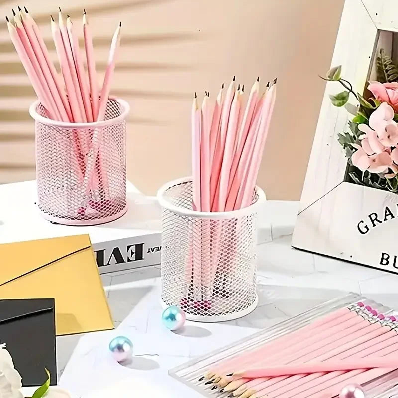 10/20/30pcs Wooden Pink Wedding Pencil with Eraser, Hb Pencil for School, Art, Office, Drawing, Sketching, Learning - élise & madelyn