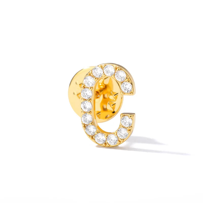 Crystal A-Z Letter Brooches for Women Initial Name Brooch Pins for Suit Shirt Collar Accessories New Rhinestone Brooch Jewelry