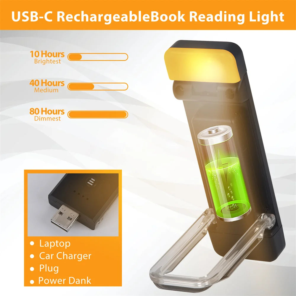 Clip-on Bookmark Book Light With Timer USB Rechargeable Reading Light Mini Led Read Light Portable Bedside Desk Light Read Lamp - élise & madelyn