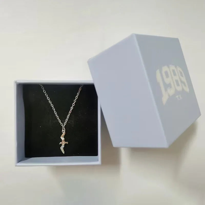 1989-Inspired Silver Seagull Necklace — Minimalist Clavicle Pendant - élise & madelyn