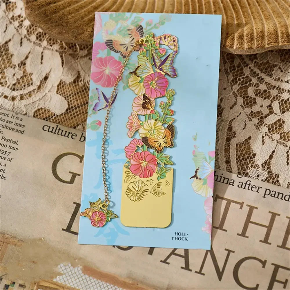 Aesthetic Stationery Metal Bookmark Hollow Flower Painting Bookmarks Student Reading Book Clip Book Accessories Teacher Gift - élise & madelyn