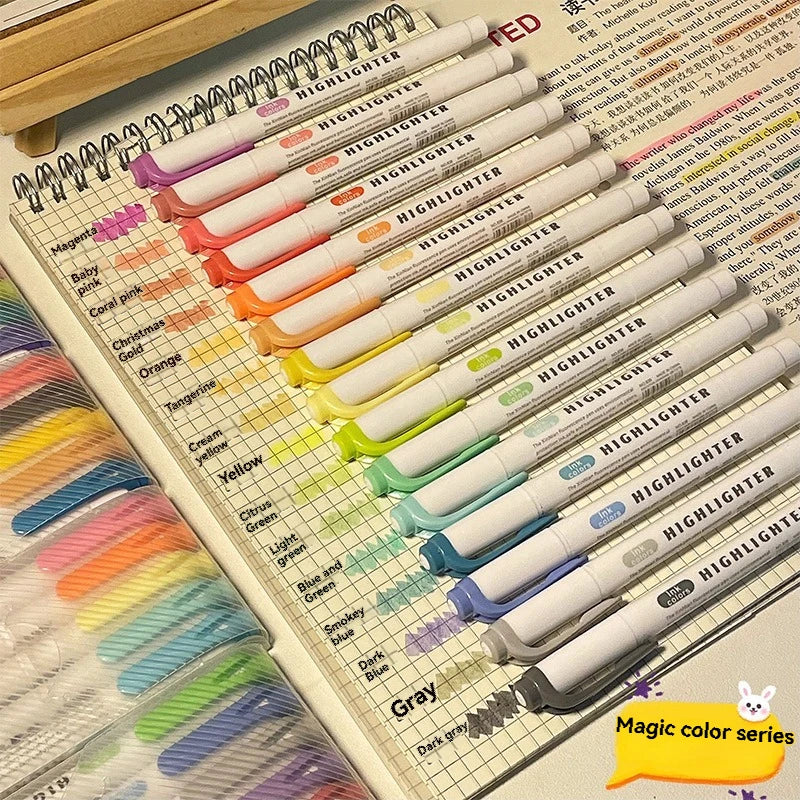 5/15PC Fluorescent Pen Set Student Marking Stroke Key Marking Pen High Beauty Color Handbook Pen Batch - élise & madelyn