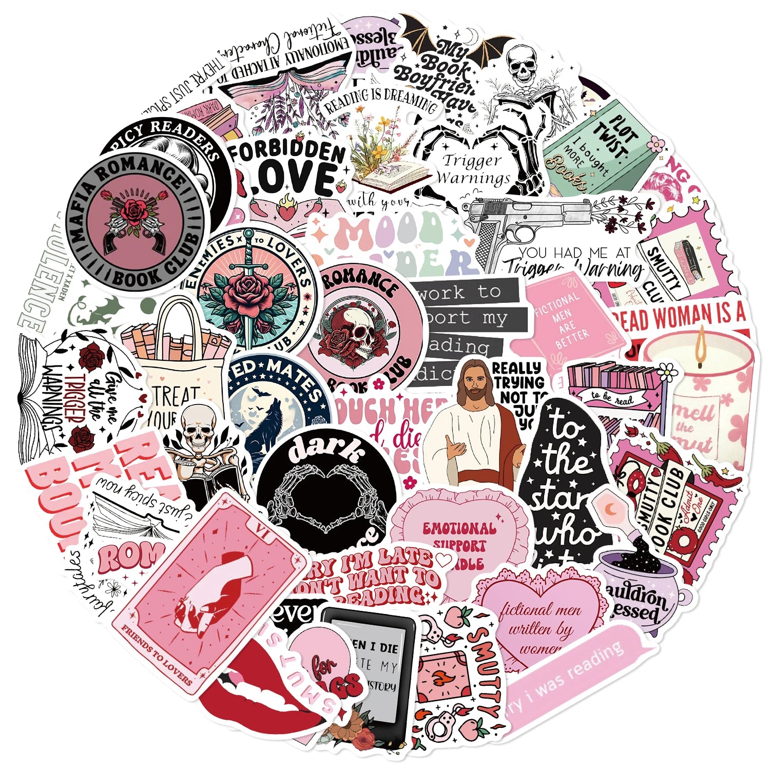 50pcs Smut Reading Books Graffiti Decorative Stickers Laptop Water Bottle Luggage Helmet Motorcycle Stickers - élise & madelyn