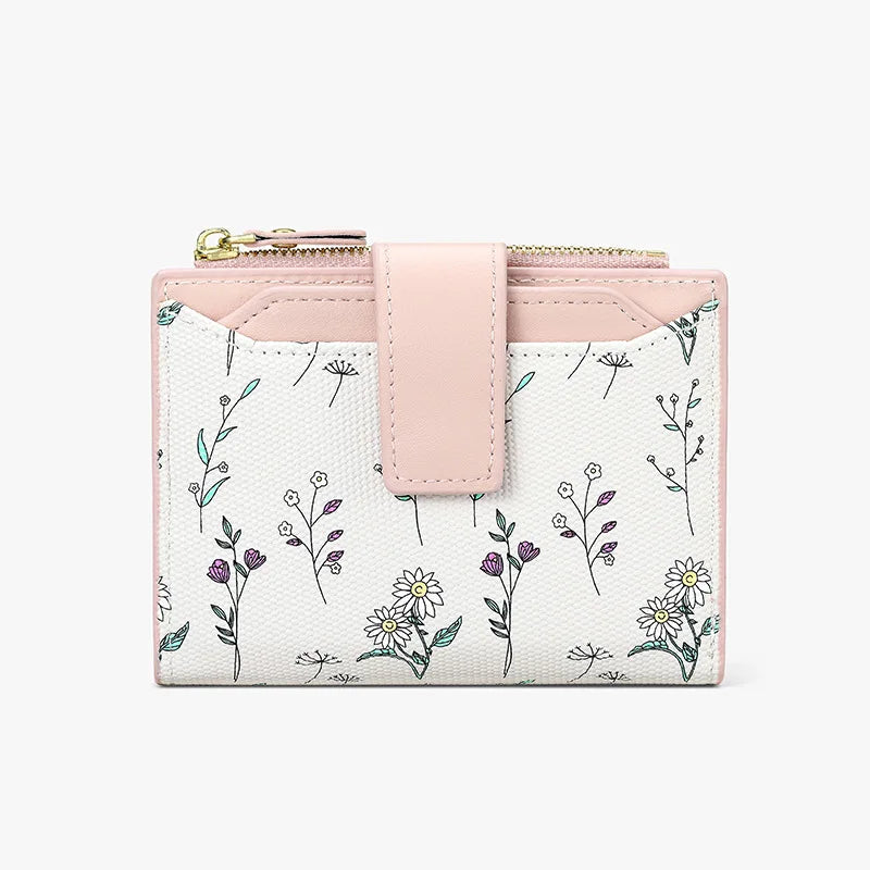 Fashionable Ladies PU Leather Wallet Integrated Short Style New Flower Pattern Breathable Ultra-light Wear-resistant Wallet
