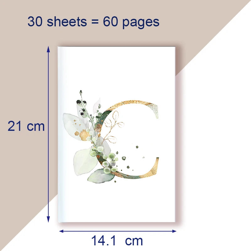 A5 Notebook Note Book Monogram Name Initial Alphabet Letter Majuscule Letters Flower Decor Personality Art Design Personal Diary - élise & madelyn