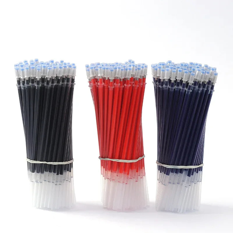 54Pcs/Set 0.35mm Gel Pens Office School Exam Sign Ballpoint Pen Blue Red Black Ink Replaceable Pen Refill Rods Kawaii Stationery - élise & madelyn