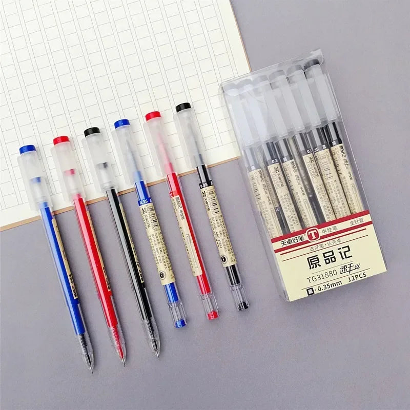 54Pcs/Set 0.35mm Gel Pens Office School Exam Sign Ballpoint Pen Blue Red Black Ink Replaceable Pen Refill Rods Kawaii Stationery - élise & madelyn