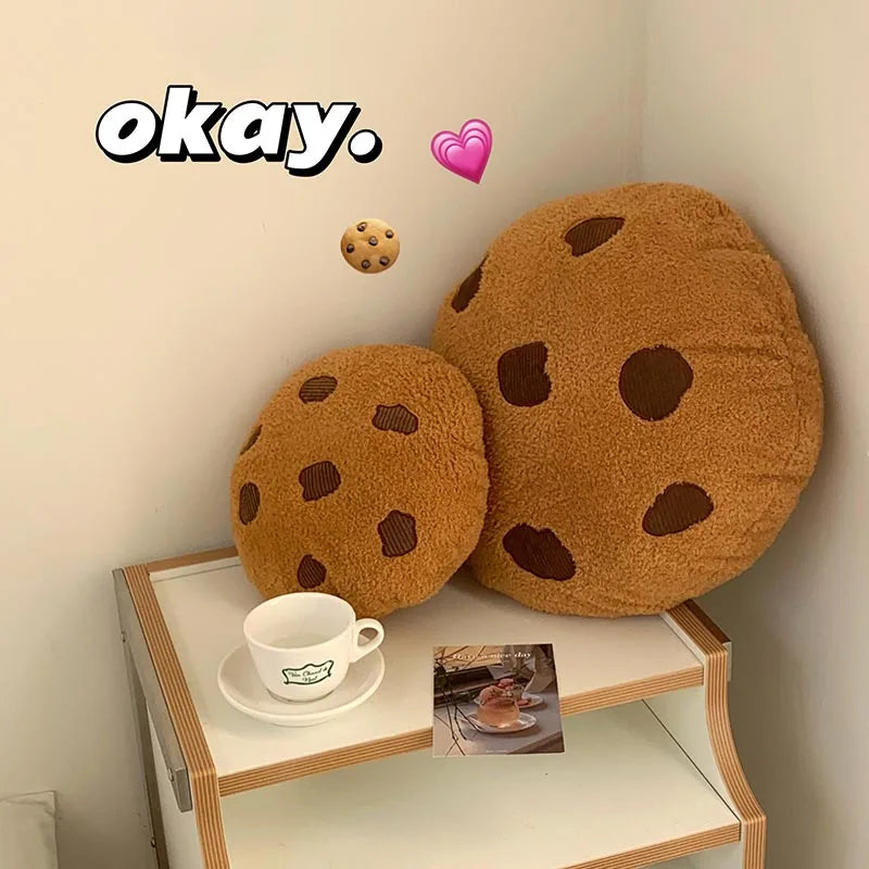 Creative Cookies Pillows Round Shape Chocolate Biscuits Stuffed Plush Toys Realistic Food Snack Seat Cushion Plushie Props Gifts - élise & madelyn