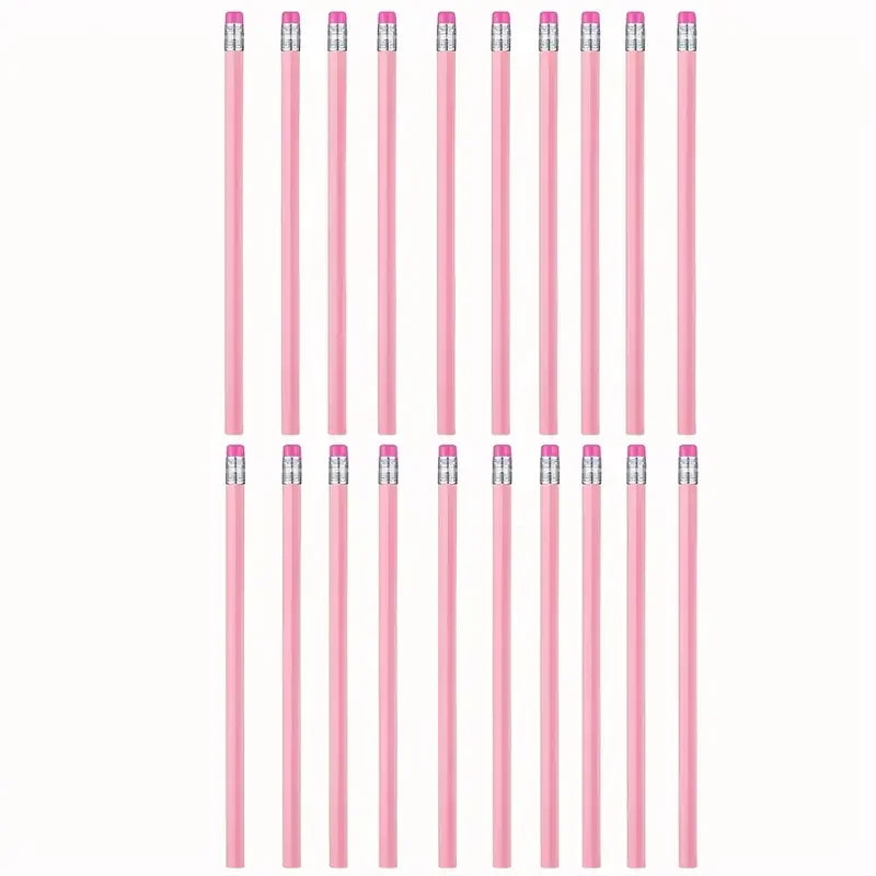 10/20/30pcs Wooden Pink Wedding Pencil with Eraser, Hb Pencil for School, Art, Office, Drawing, Sketching, Learning - élise & madelyn
