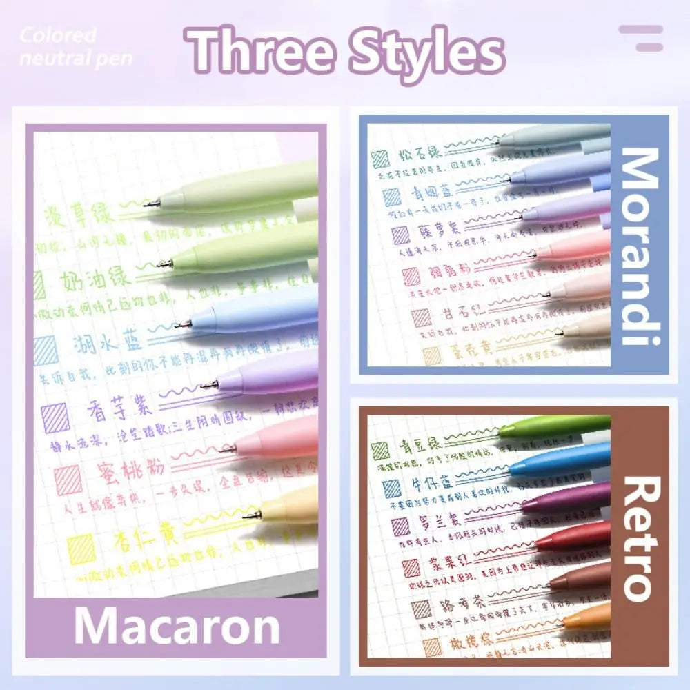 6Colors/Set Color Gel Pen 0.5mm ST Tip Ballpoint Pen Writing Tool Color Ink Signing Pen Students Gift Stationery School Supplies - élise & madelyn