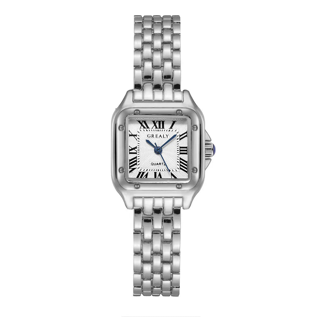 Gold Square-Link Bracelet Watch • Vintage Roman Dial • Luxury-Inspired Women’s Quartz Watch - élise & madelyn