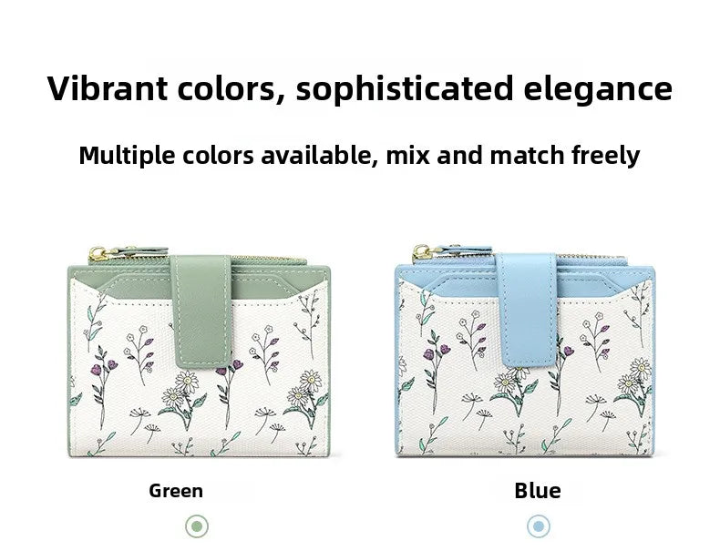 Fashionable Ladies PU Leather Wallet Integrated Short Style New Flower Pattern Breathable Ultra-light Wear-resistant Wallet
