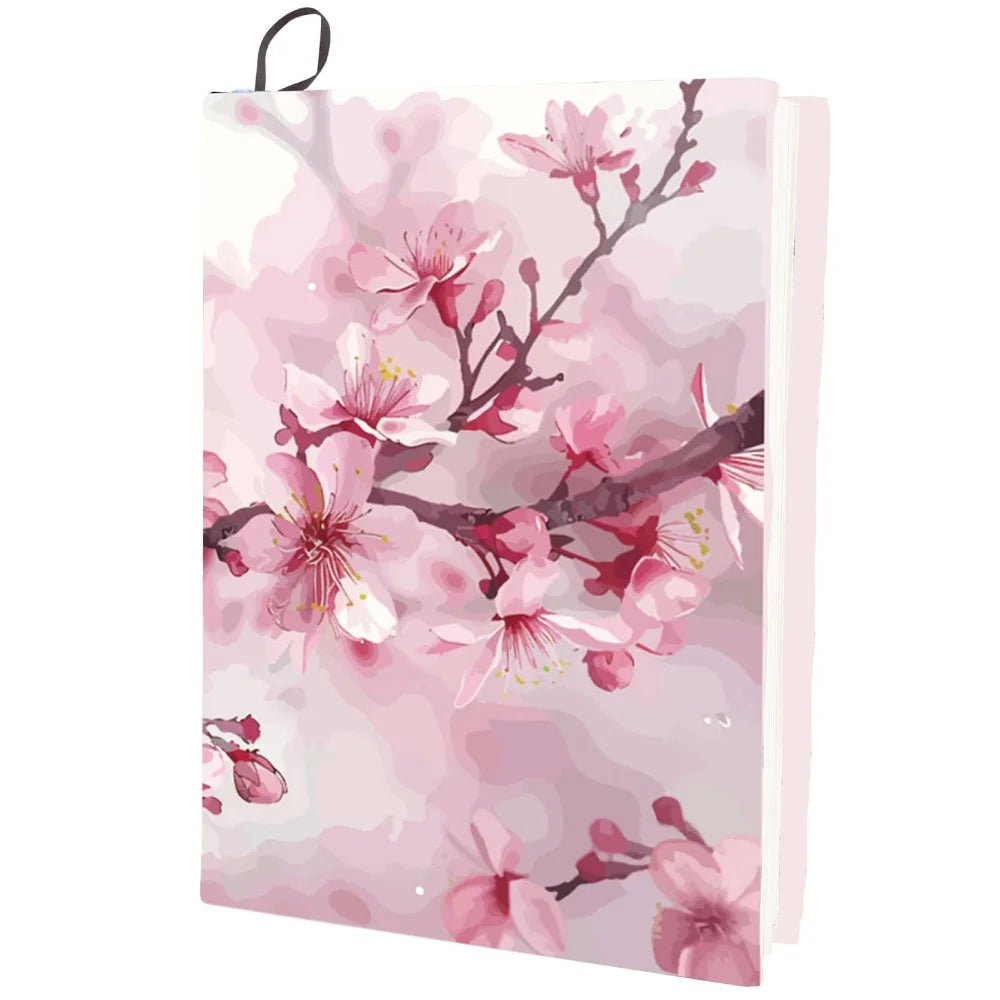 Cherry Blossom Stretchable Book Cover Flower Floral Pink Cover Washable Reusable Large Nylon Book Sleeve Book Protector Elastic - élise & madelyn