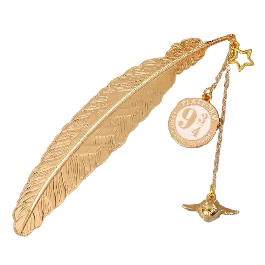 1pcs Creative Vintage Metal Feather Bookmark With Golden Wings Spherical Charm For Book Lovers Reading Gifts - élise & madelyn