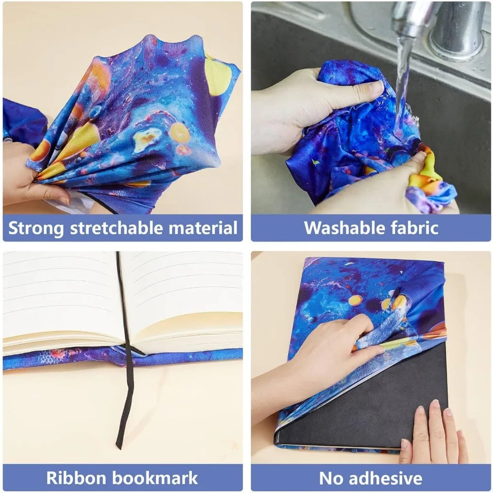 Cherry Blossom Stretchable Book Cover Flower Floral Pink Cover Washable Reusable Large Nylon Book Sleeve Book Protector Elastic - élise & madelyn