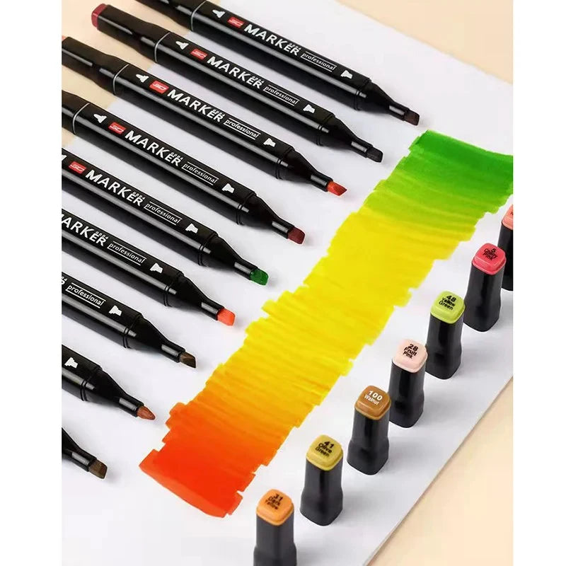 24-80 Colors Double Headed Oily Art Marker Pen Set for Draw Sketching Oily Tip Based Markers Graffiti Manga School Art Supplies - élise & madelyn