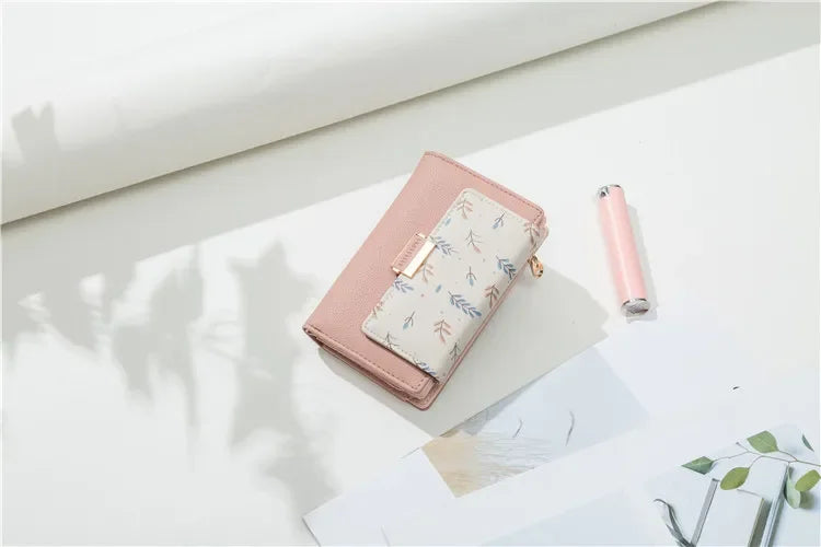 Prettyzys 2021 New Floral Zipper Wallets Medium-Length Multi-Function Women's Style Money Clips Fashionable Compact Storage