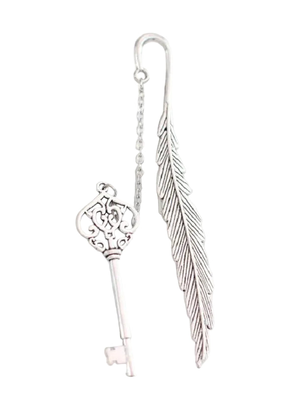 Vintage Feather Bronzing Metal Bookmark With Metal Chain Pendant Bookmark For Teachers Friends Book Club Book Lovers - élise & madelyn
