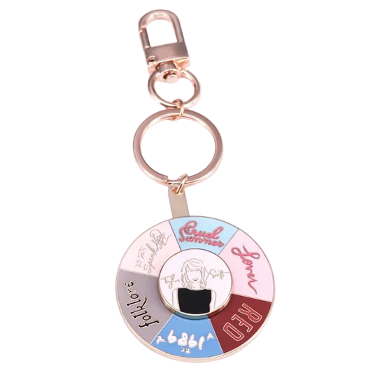 Rotating Album Keychain – Cute Collector Spinner Keychain for Swifties | Multi-Era Metal Pendant - élise & madelyn