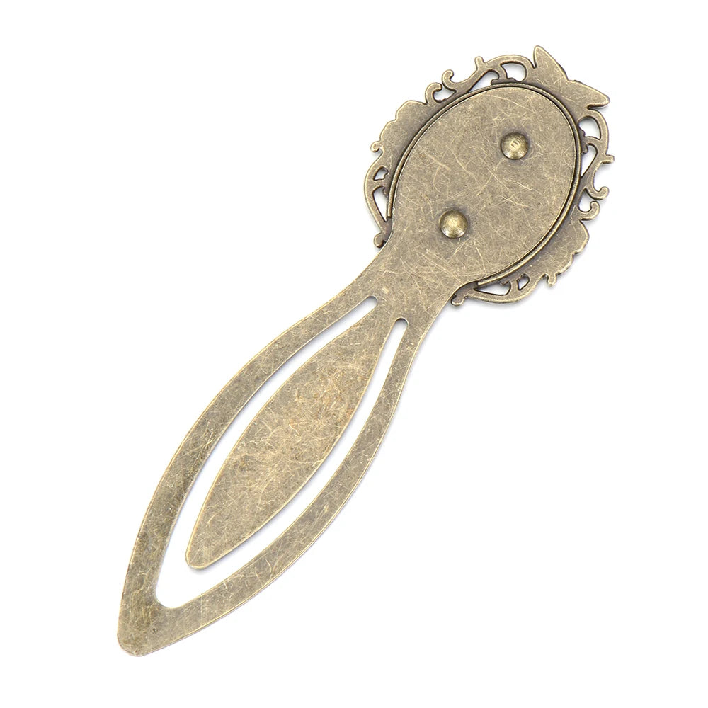 1PC Antique Bronze Oval Style Iron Metal Bookmark Vintage Retro Handmade Bookmark for Cabochon Cameo DIY Bookmark Student Gifts - élise & madelyn