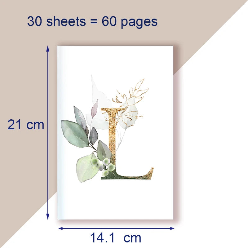 A5 Notebook Note Book Monogram Name Initial Alphabet Letter Majuscule Letters Flower Decor Personality Art Design Personal Diary - élise & madelyn