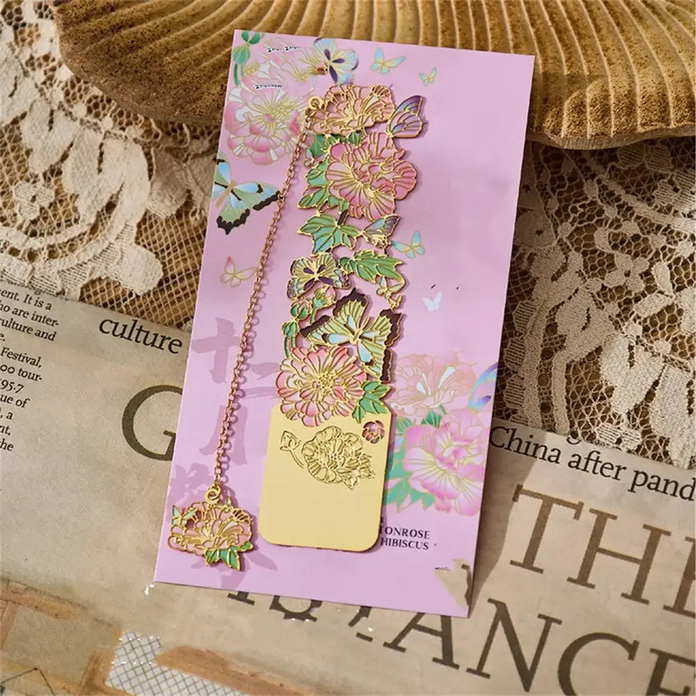 Aesthetic Stationery Metal Bookmark Hollow Flower Painting Bookmarks Student Reading Book Clip Book Accessories Teacher Gift - élise & madelyn