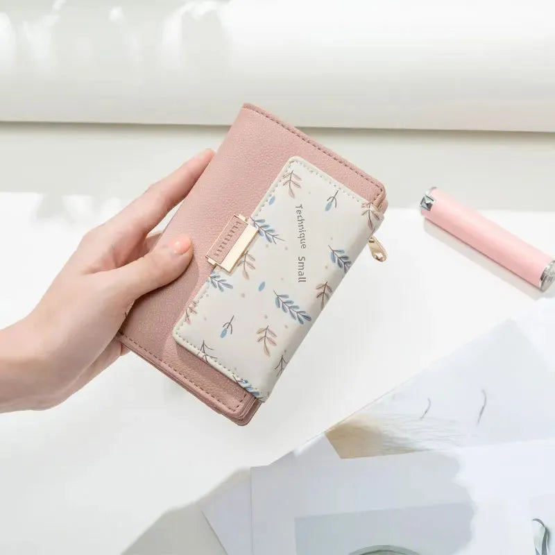 Prettyzys 2021 New Floral Zipper Wallets Medium-Length Multi-Function Women's Style Money Clips Fashionable Compact Storage