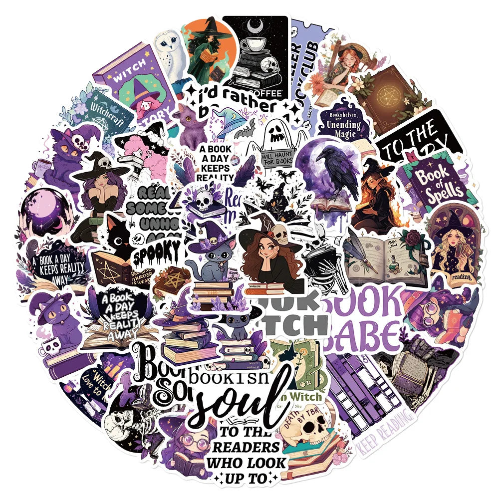 50Pcs Purple Gothic Witch Bookish Stickers Smutty Dark Romance Readers Adult Spicy Booktok Decals Laptop IPAD Kindle Sticker - élise & madelyn