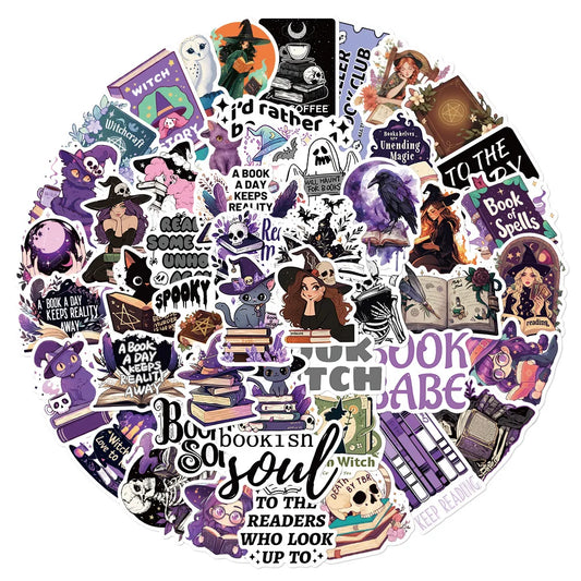 50Pcs Purple Gothic Witch Bookish Stickers Smutty Dark Romance Readers Adult Spicy Booktok Decals Laptop IPAD Kindle Sticker - élise & madelyn