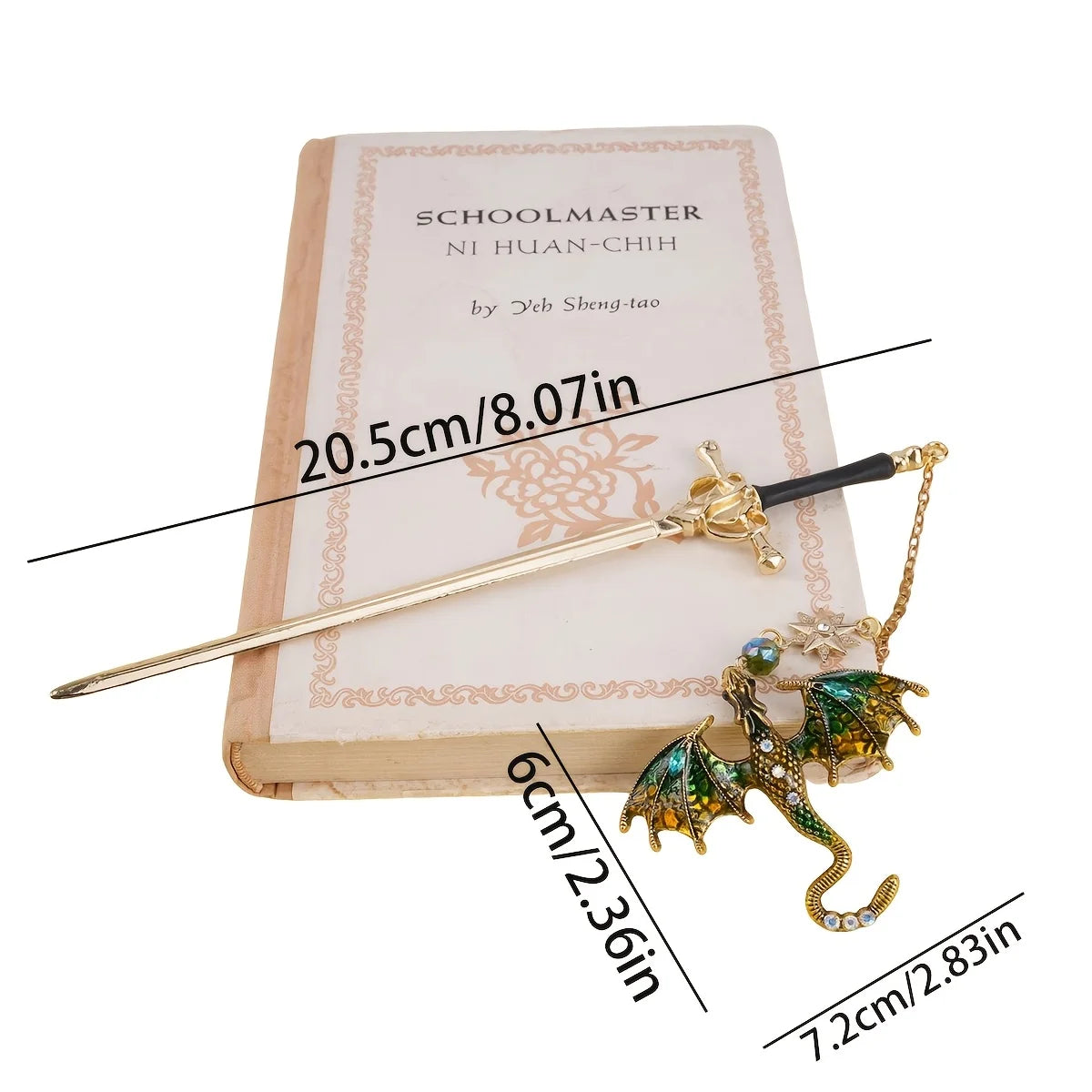 1pc Alloy Sword Dragon Bookmark, Birthday Gift for Book Lovers and Readers, Fantasy Bookworm Silver Gold Gold Pendant - élise & madelyn
