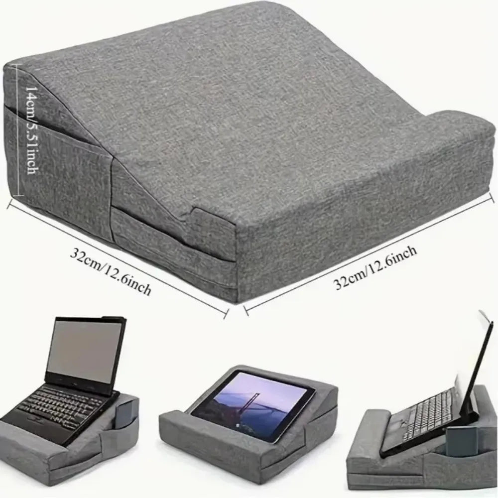 Ergonomic Laptop Pillow Stand – Soft Lap Desk with Hand Rest Support for Bed, Sofa & Reading