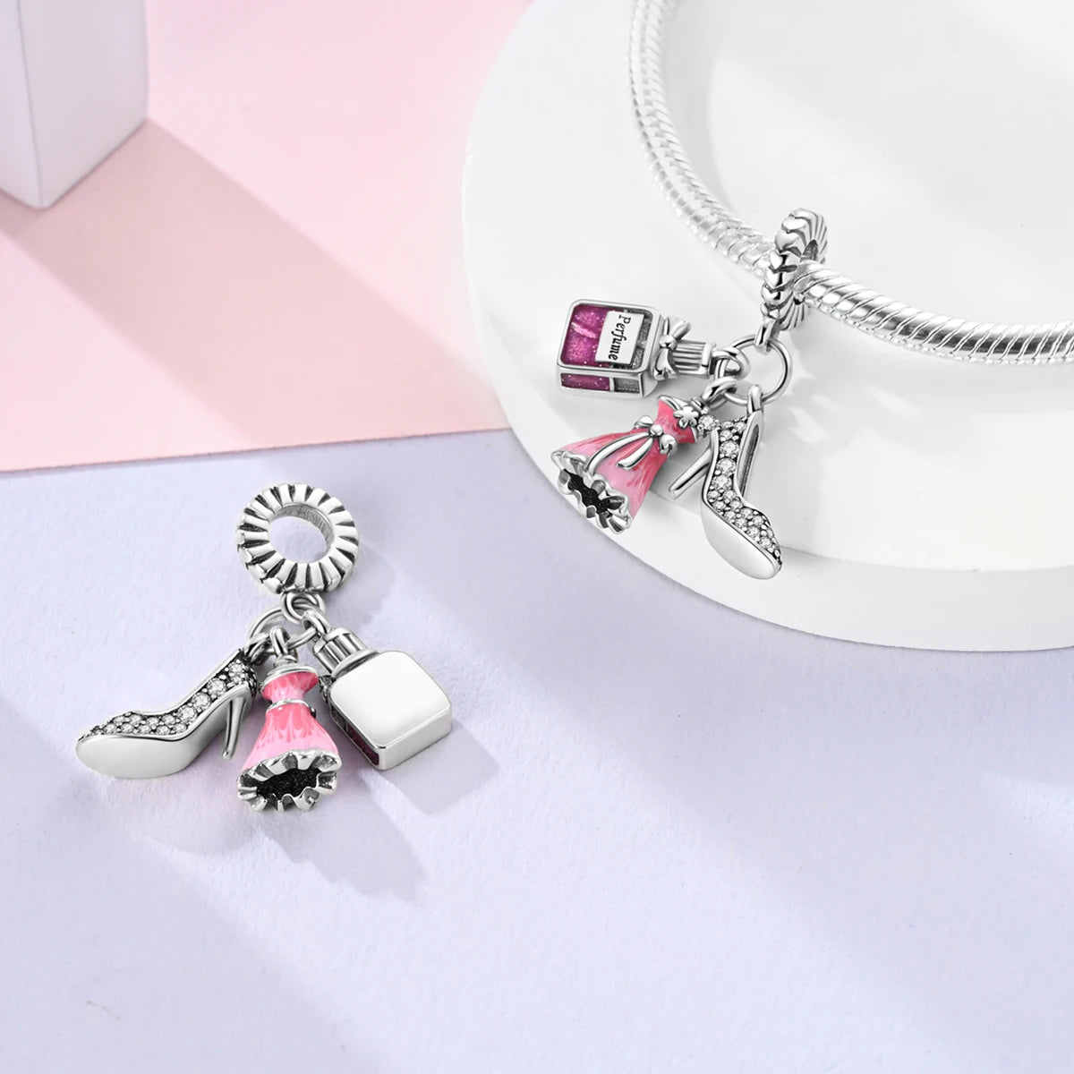 925 Silver Charms Skirt Ballet Shoes Pink Pendants Fit Original Bracelet Beads Diy For Woman Jewelry - élise & madelyn