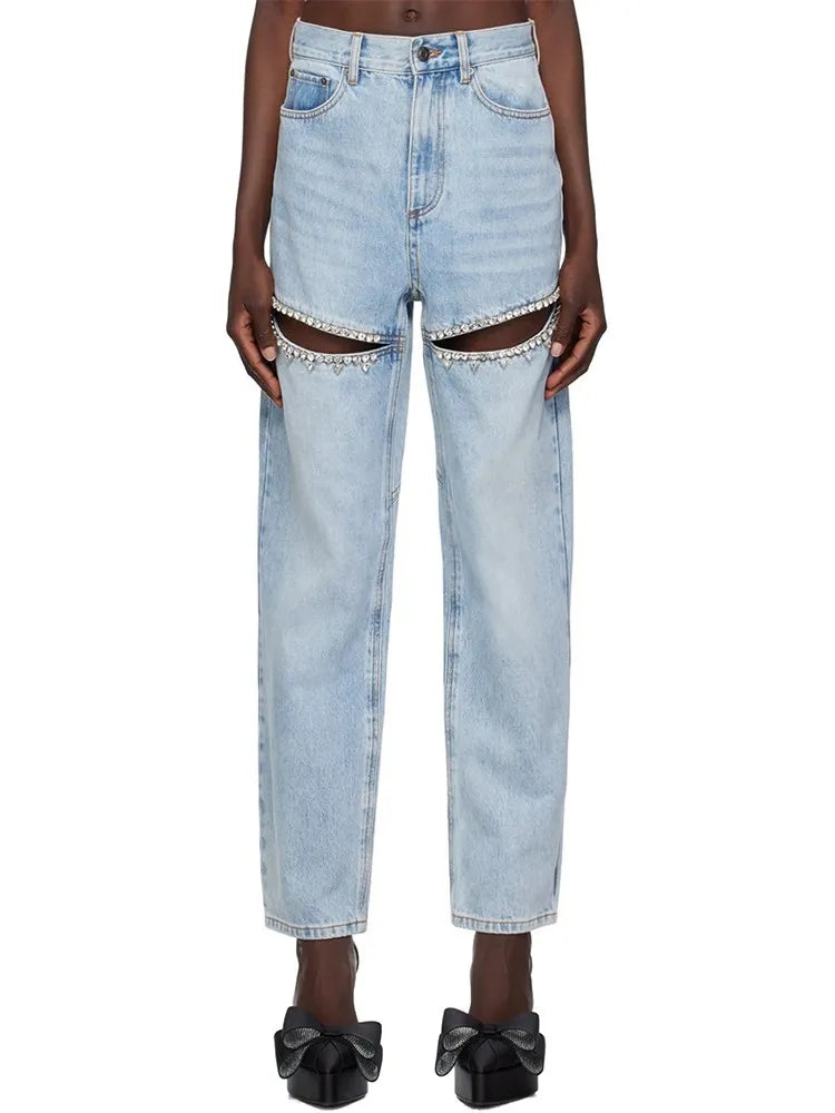 Midnight Tour Cutout Wide-Leg Jeans