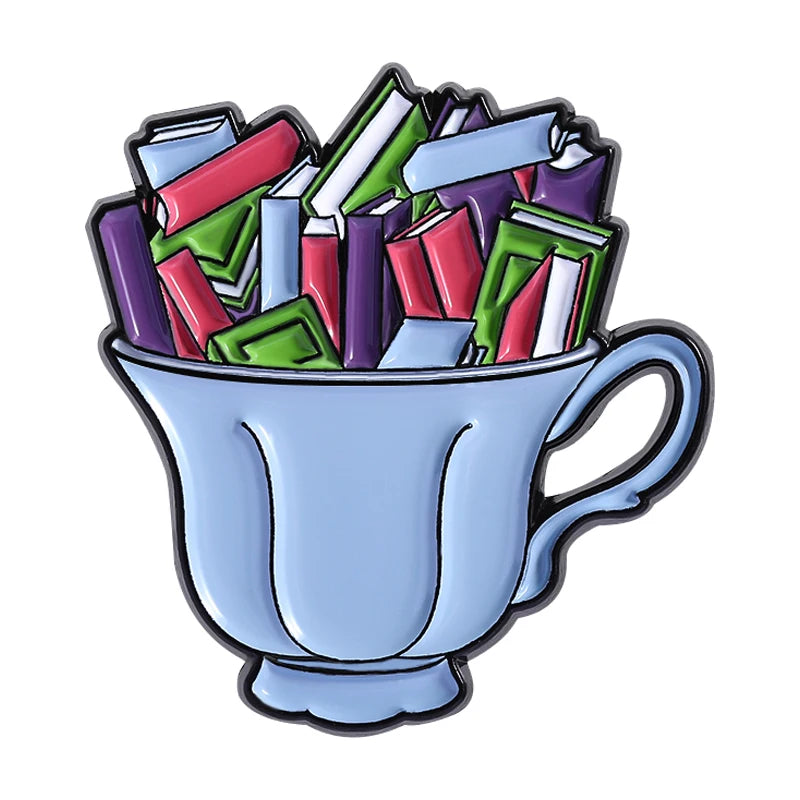 Book Lover Series Enamel Pins Certified Book Addict Violent Litle Thing Brooches Lapel Badge Jewelry Gifts for Bookworm Friends